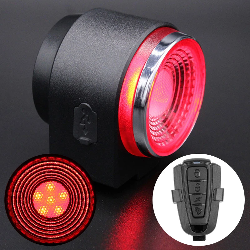 ring security system keypad Bicycle Tail Light Wireless Remote Control Riding Tail Light Anti-theft Anti-theft Alarm Bell Rechargeable Rear Light Brake emergency strobe lights