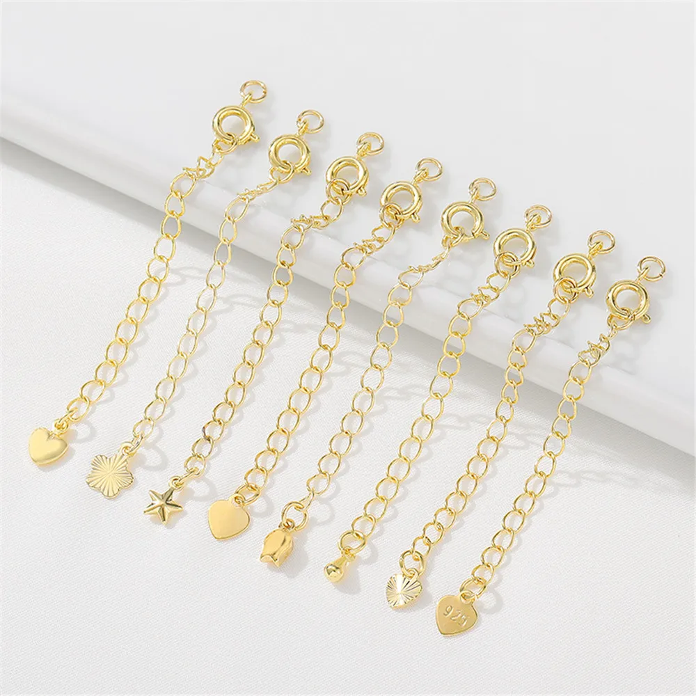 

14K gold bag pentagram love water drop tail chain diy manual bracelet necklace spring buckle extension chain accessories