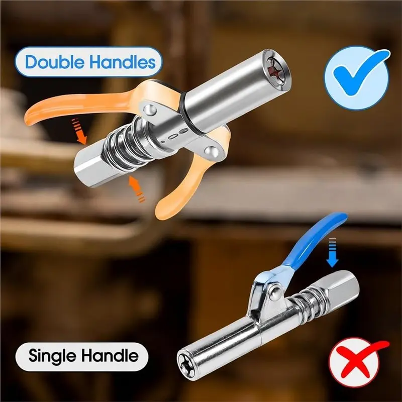 ABCA-14PCS 액세서리 키트, 12인치 호스, 니들 디스펜서, 유압 커플러 및 트랙터, 자동차 및 기계용 고무 팁 노즐