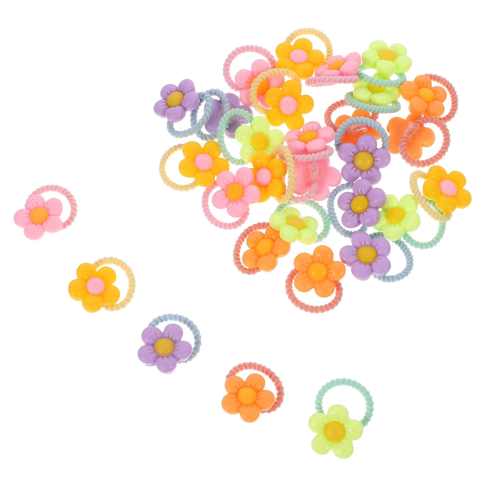 

30pcs Mini Hair Ties Toddler Girls Hair Ties Cute Hair Accessories Flower Hair Ropes Ponytail Holders