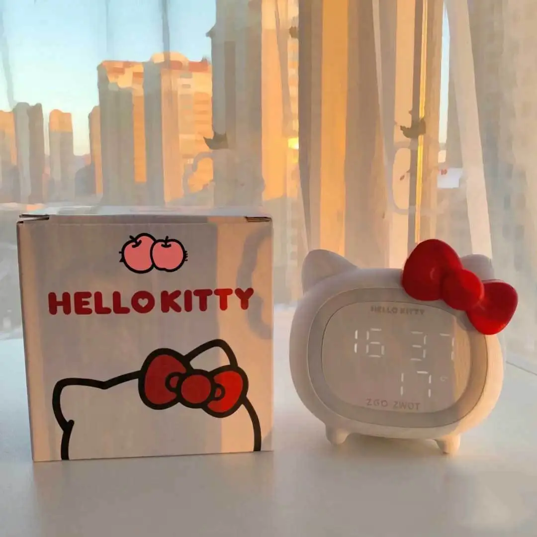 Sanrio Hello Kitty Kuromi My Melody Bluetooth Audio Hello Kitty Kids Smart Alarm Clock Led Ambient Light Cartoon Cat Speaker