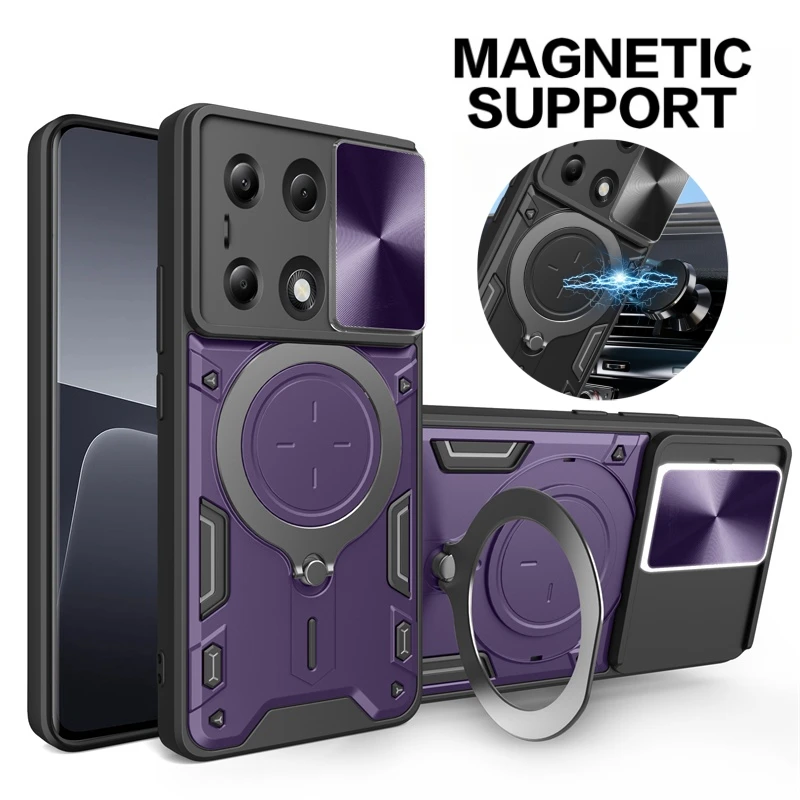 Rugged Armor Case with Slide Camera Protector & Ring Stand