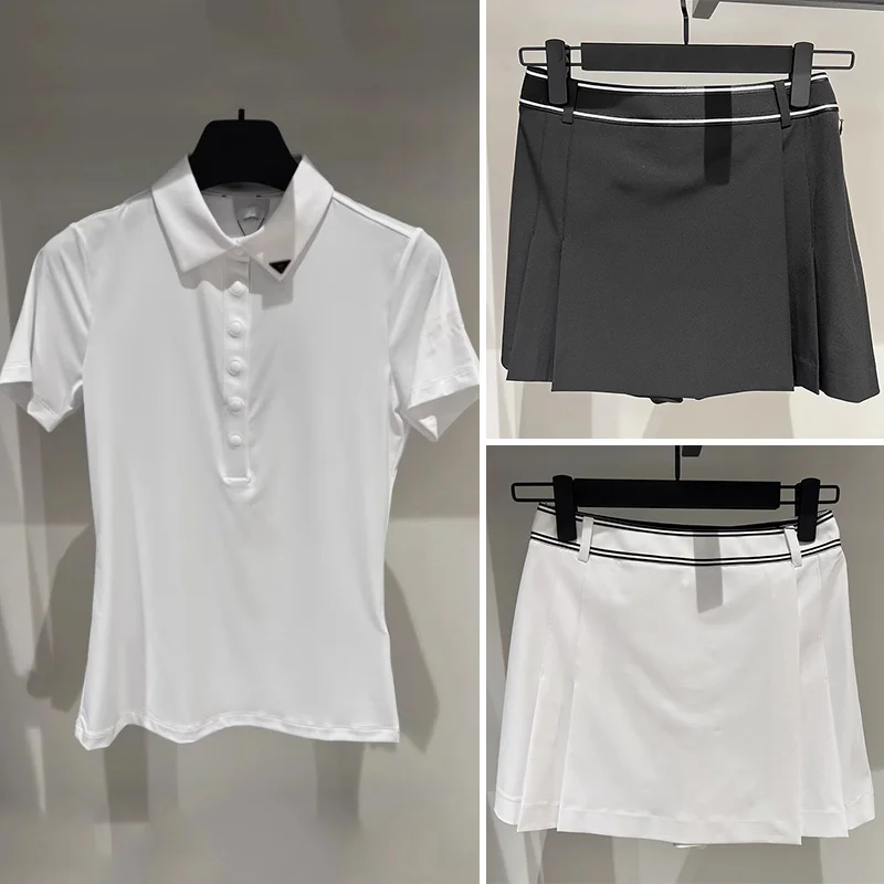 

Spring And Summer New Golf Women's Suit Outdoor Casual Lapel Short Sleeve Golf Shirt Fashion Slim Golf Skirt