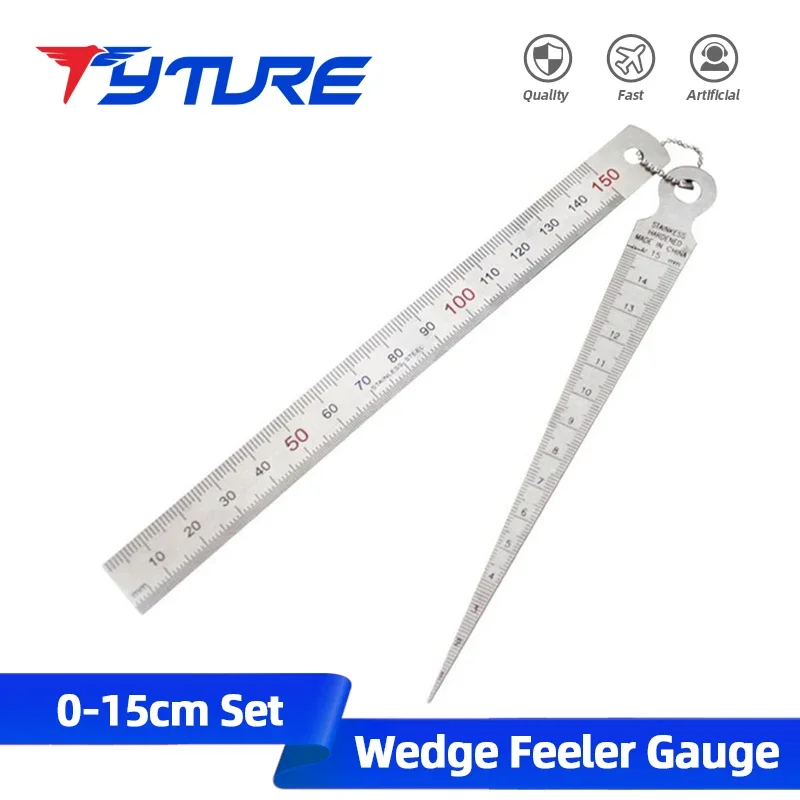 Tyture 1-15mm Wedge Feeler Gauge Clearance Ruler Probe Taper Gauge Gap Measurement Tools Steel Ruler Wedge Valve Thickness