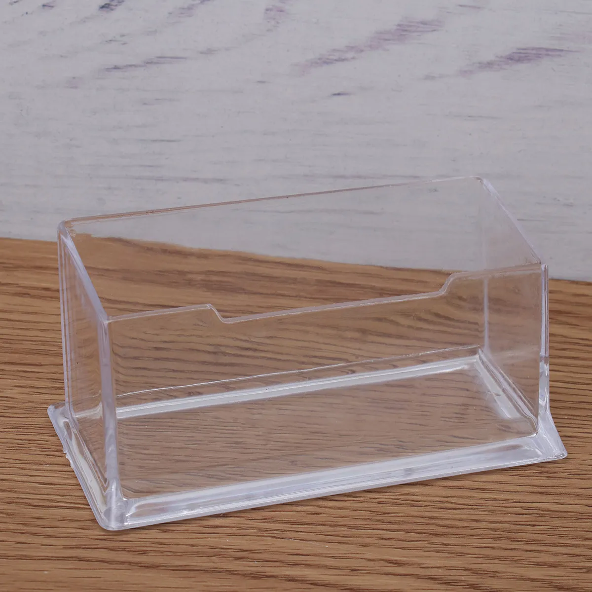 투명한 데스크탑 명함 홀더 아크릴 케이스 사무실 정리함 스탠드 박스 ID 디스플레이 보관소 작은 공간 절약