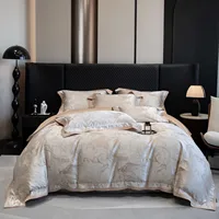 Parure de lit de luxe en coton égyptien jacquard 1000TC, taille Queen/King, comprenant housse de couette, drap plat/housse de drap, taies d'oreiller (4 pièces) 3
