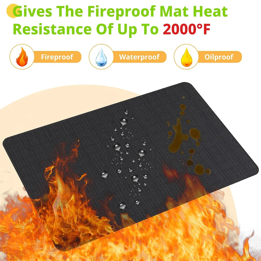 Thickened Under Grill Mat for Outdoor Fireproof Mat for Lawn Smokers Gas Deck Patio Fireplace Oil-Proof Non-Slip BBQ Protector