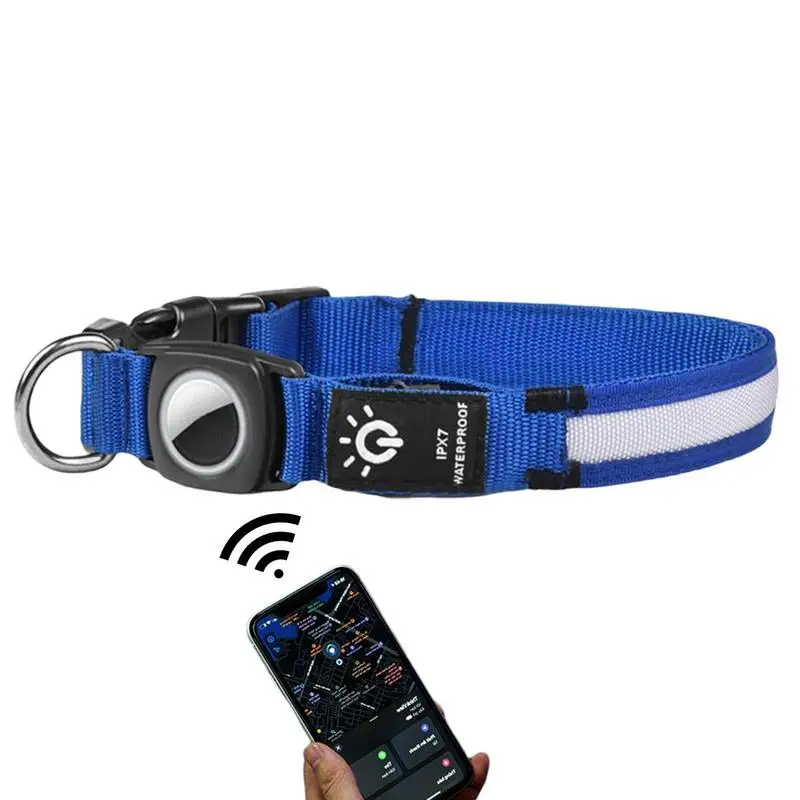 LED 발광 칼라 USB 충전식 반려견 에어 태그 목걸이 야광 점멸, 야외 산책 개 야간 안전 용품