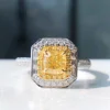 18K Gold 1.005ct Yellow Diamond Wedding Engagement Diamond Rings