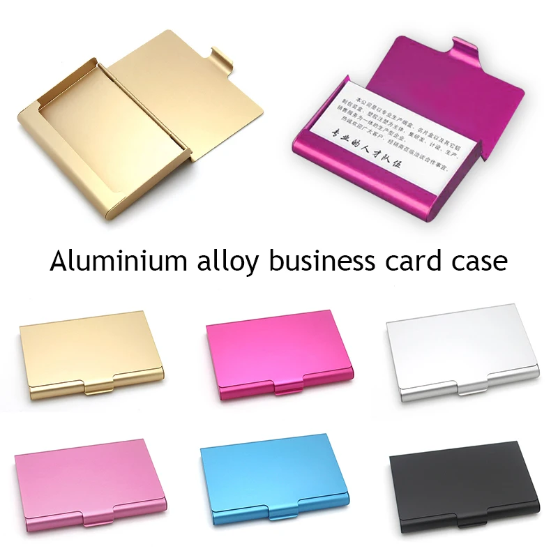 Aluminum Alloy Smooth Business Card Holder Card Case Solid Color