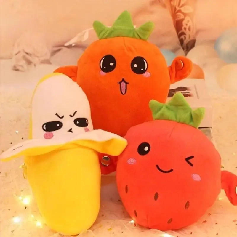 ♥ 1Pc 바나나 베이비 비트 감지 크리 에이 티브 과일 참신 부모-자녀 뮤지컬 인터랙티브 피아노 장난감 플러시 인형