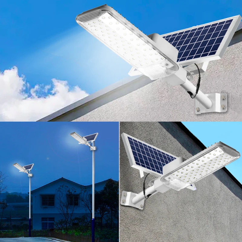 Solar Light High-Power 6500K LED Dusk to Dawn Waterproof LED Solar Street Light Backyard Street Lamps Security Flood Lighting 5
