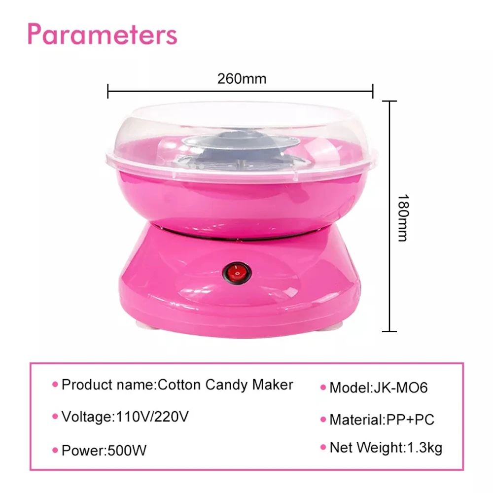 WHDPETS Cotton Candy Machine Professional 110V/220V Electric EU/AU/US/UK Plug Automatic Portable Cotton Sugar Machine Maker 3