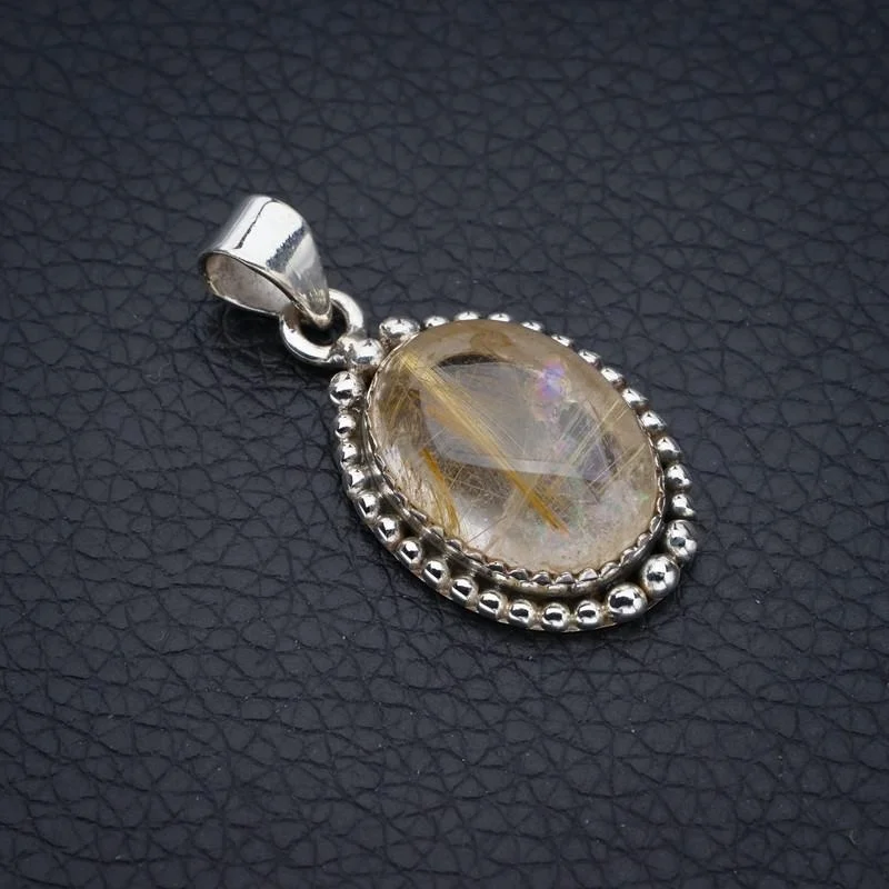 

StarGems Golden Rutile Handmade 925 Sterling Silver Pendant 1.25" F3939