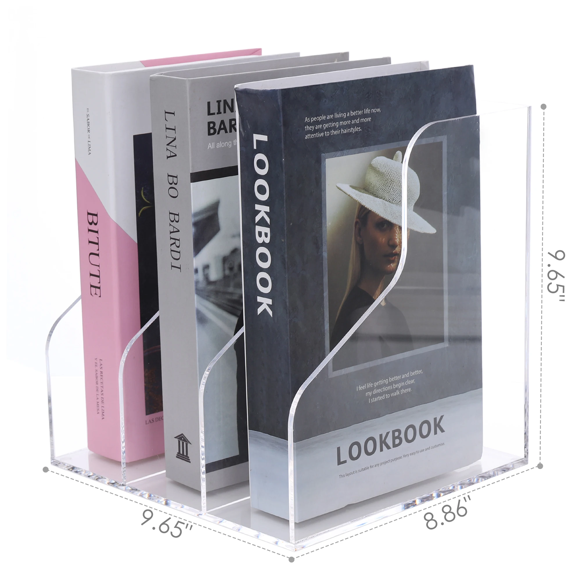 SANRUI 3 Slots Acrylic Magazine Holder Desktop File Sorter Organizer Rack Bookshelf Office Desk Accessories Storage Stand