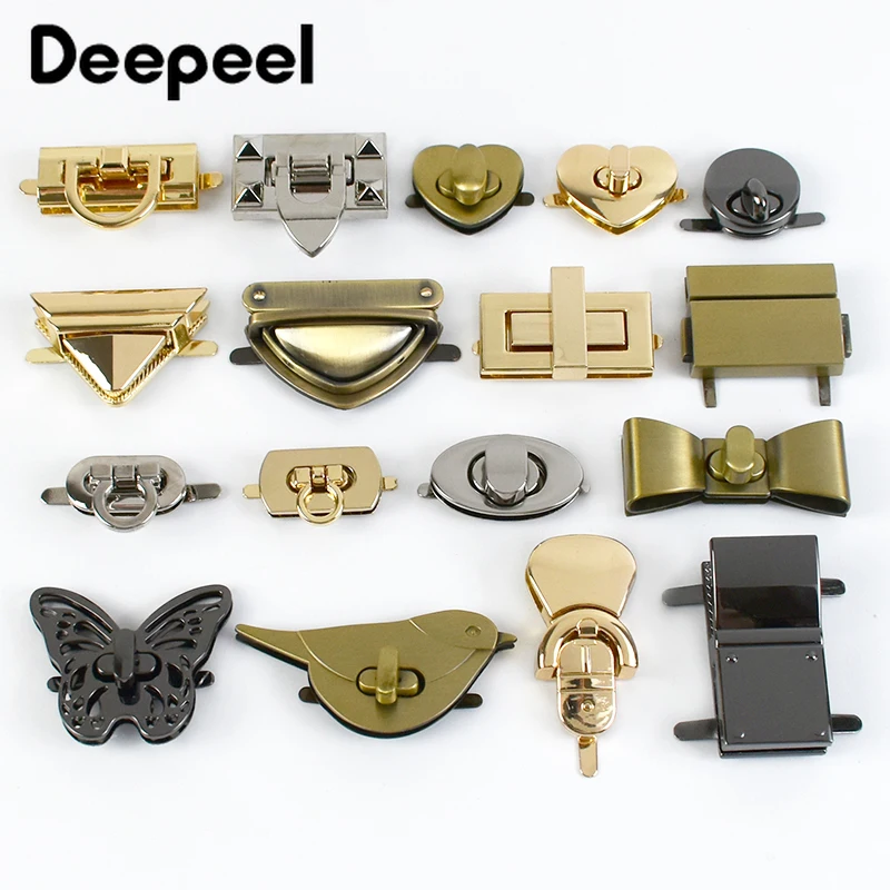 4Pcs Deepeel Metal Bag Turn Twist Locks Handbag Closure Buckle Decor