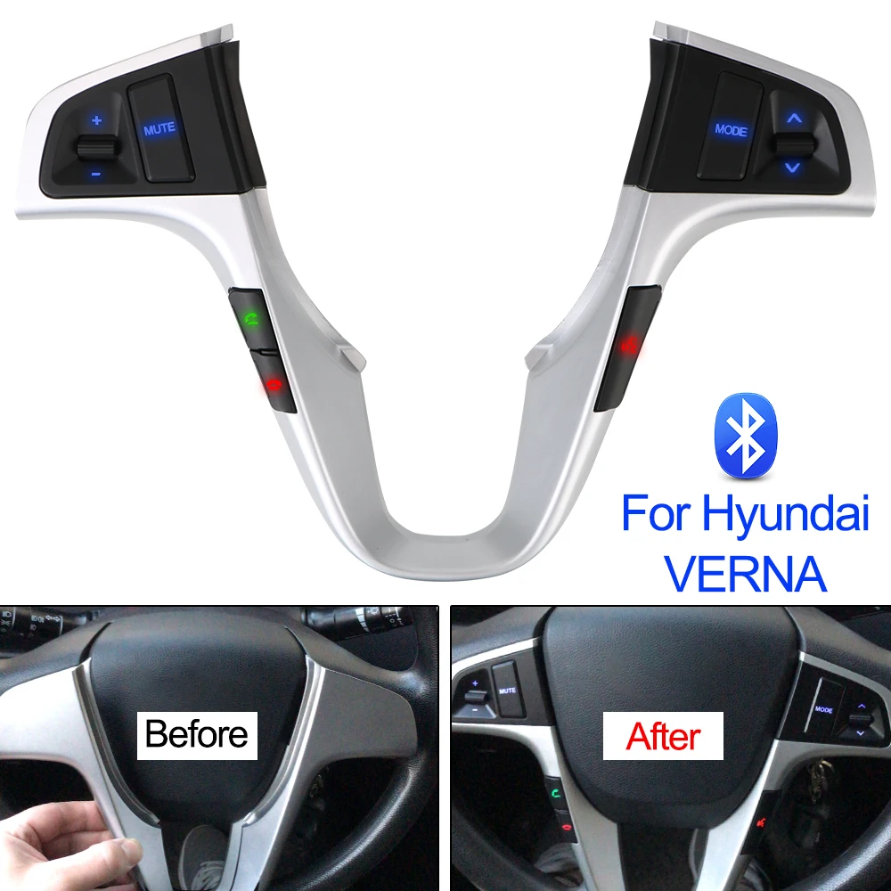 

Переключатель управления громкостью аудио и музыкой для Hyundai VERNA SOLARIS Синяя подсветка Bluetooth Кнопка рулевого колеса автомобильные аксессуары