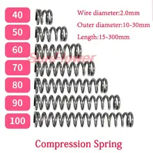 

5PCS Wire Diameter 2.0mm Cylidrical Coil Compression Spring Rotor Return Compressed Spring Release Pressure Spring Steel Spring