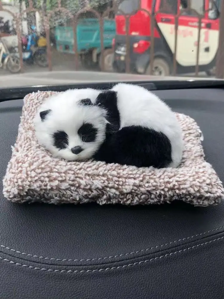 Car Interior Decoration Panda Decor Car Ornament ABS Plush Panda Cool Gift  Simulation Panda Toy Auto Dashboard Ornament