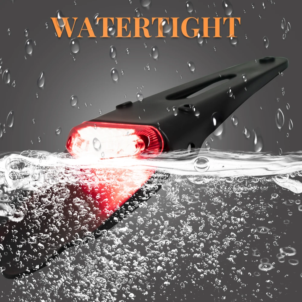 Motorcycle Rear Fender License Plate Bracket Holder 12V LED Taillight Brake Lamp Universal For Enduro Off-Road Bike