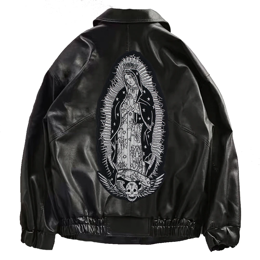 Virgen de Guadalupe 레이디 벡터 Guadalupe 종교 아이언 온 패치, 크로스 아플리케, 멕시코 아트, 자수 재킷