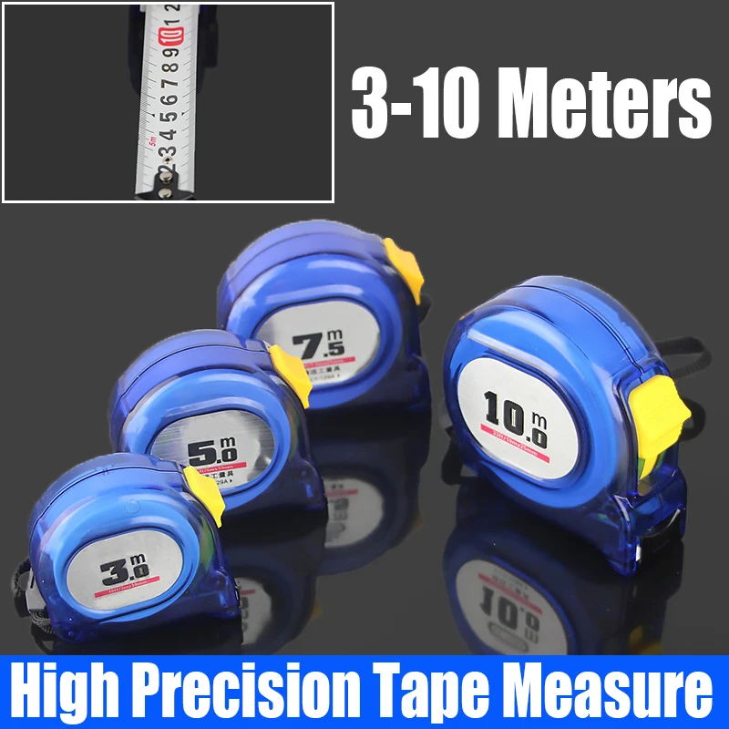 1PC 3-10 Meter High Precision Steel Tape Measure Transparent Blue Box Ruler Metric Steel Measuring Ruler For Household/Carpentry