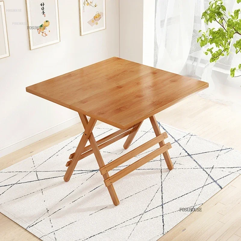 Bamboo Dining Tables Small Apartment Dining Table Outdoor Portable Folding Tables Creative Round Coffee Table Home Furniture