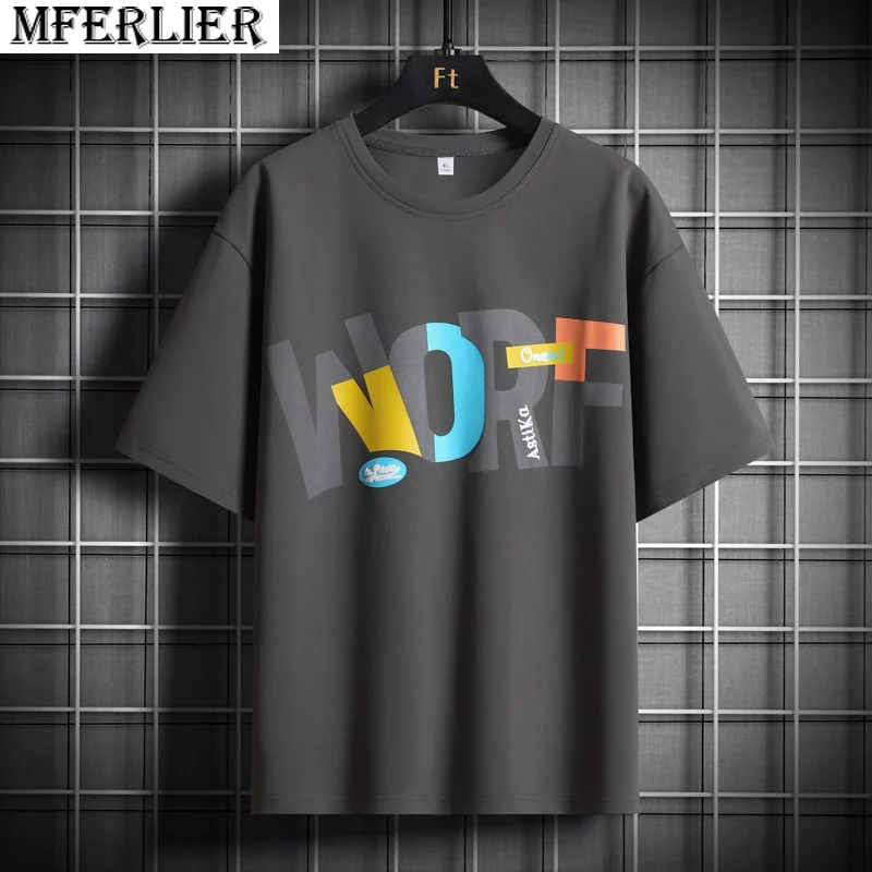 

summer men fashion letter tshirt short sleeve plus size 8XL 10XL 70 72 cotton tops tees high street hip hop t-shirt