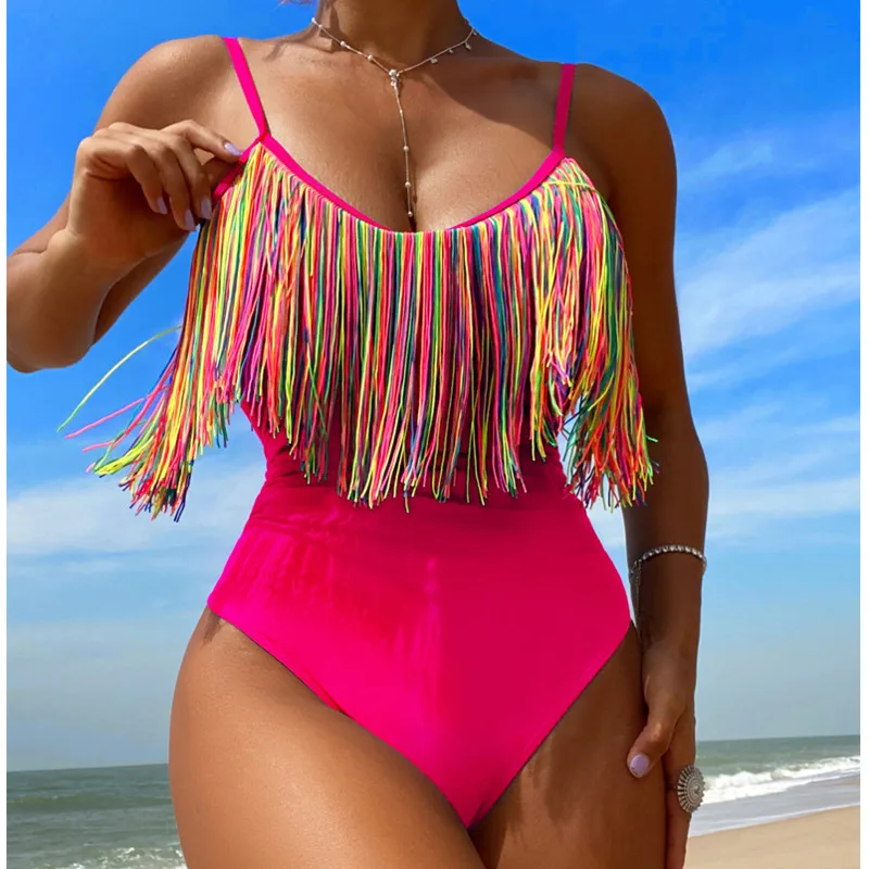 

Tassels Sexy One Piece Swimsuits Closed Female Swimwear Push Up Body Women's Swimming Wear Bathing Suit Beach Pool Bather 2024