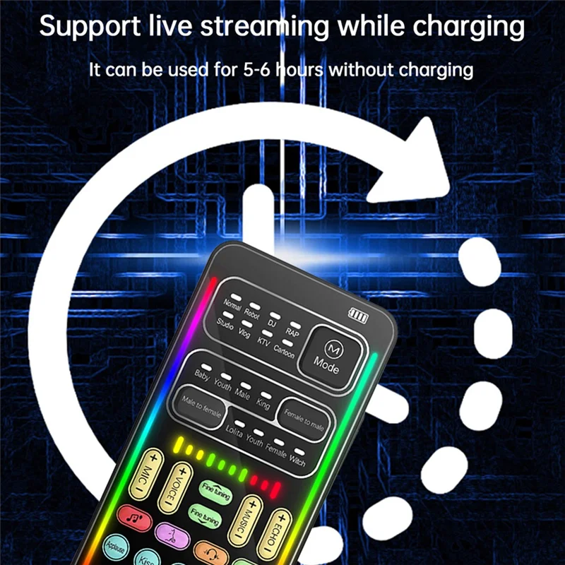 A42Z-I9 Voice Changer Full Kit Multiple Audio Effect Bluetooth Live Sound Cards Ultra-Thin Portable Live Sound Card Mic Tool