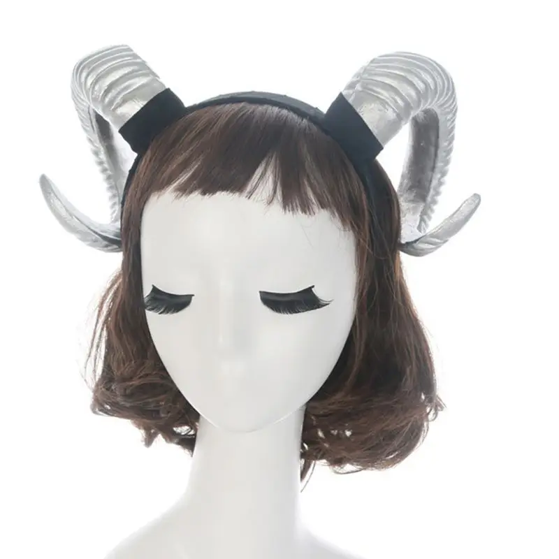 Gothic Halloween Women Girls Headband Sheep Horn Forest Animal Cosplay Costume