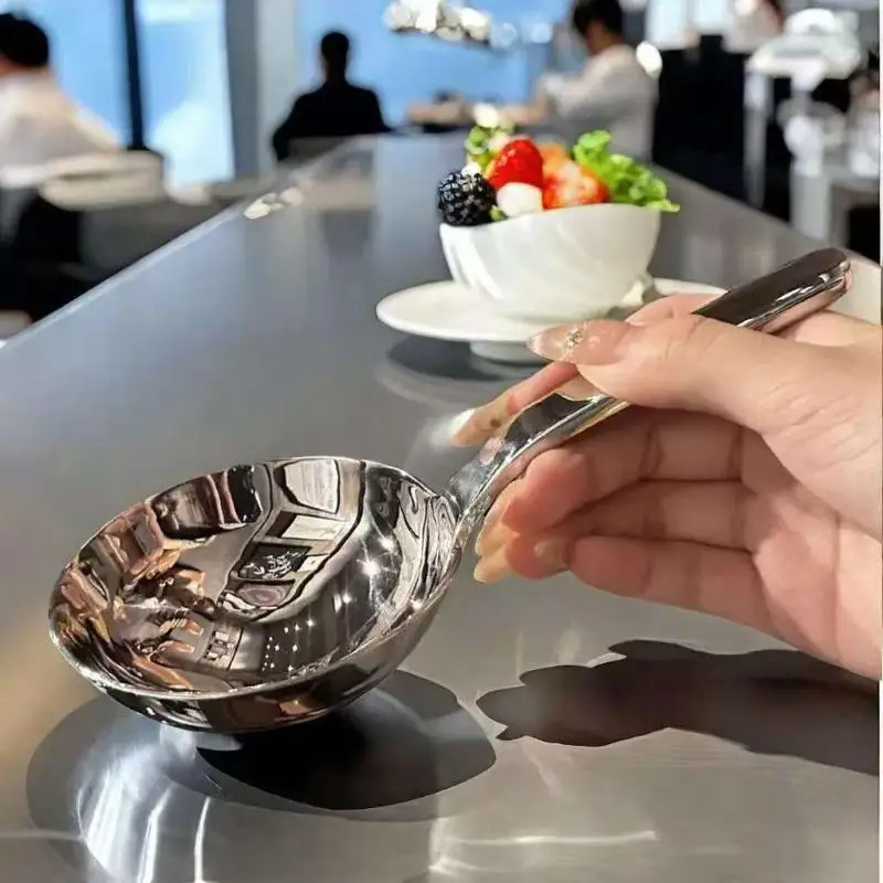 201 Stainless Steel Deepen Tablespoons Soup Ladle Short Handle Large Ramen Bouillon Spoon Kitchen Tableware Cooking Utensils