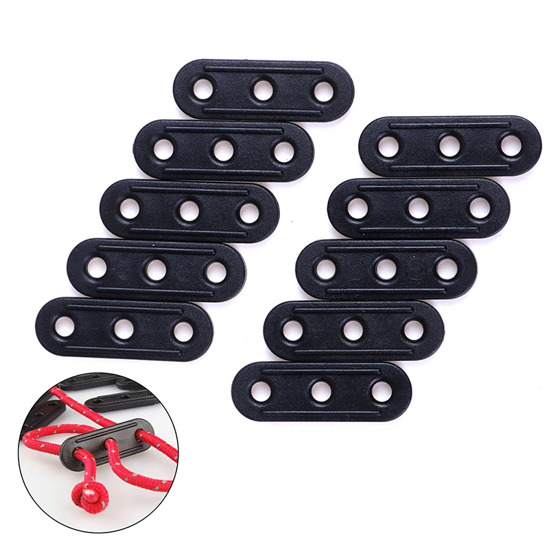 10 Fibbie Tenda In Plastica Per Cordino | Foro 4 Mm | Fissacavo Per Campeggio, Teloni, Tendalini | Nero