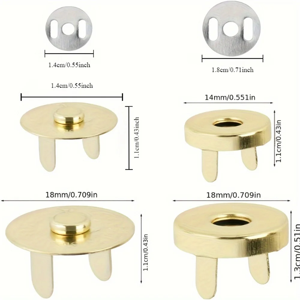 40er-Pack Magnetische Druckknöpfe, Verschiedene Farben, Näh-Druckknöpfe für Handarbeiten, Geldbörsen, Taschen, Kleidung, Leder, Supermagnetisch – Detail 5