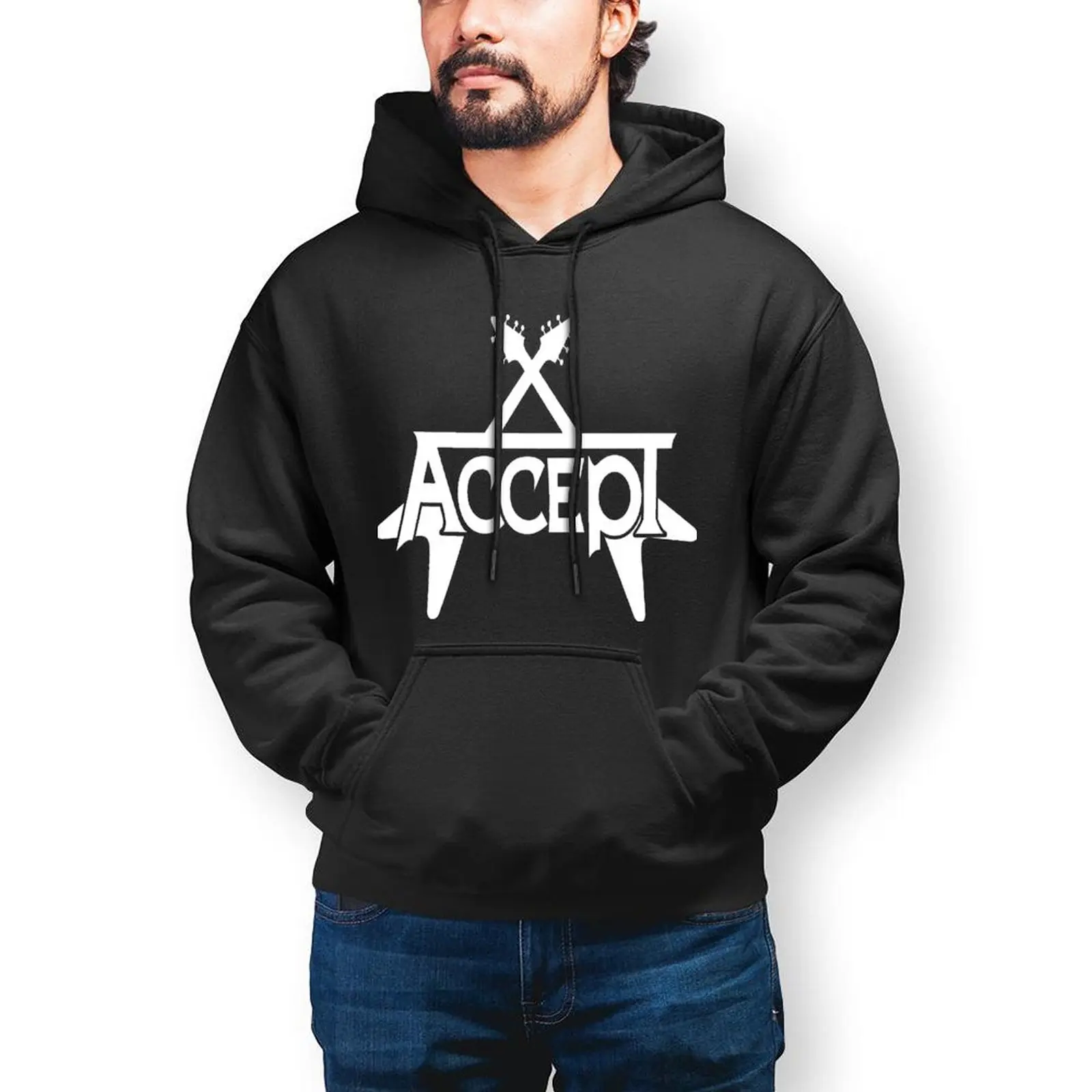 

Accept Essentials Hoodie Winter ACCEPT HEAVY METAL Casual Sweatshirts Men Harajuku Design Oversized Pullover Hoodie