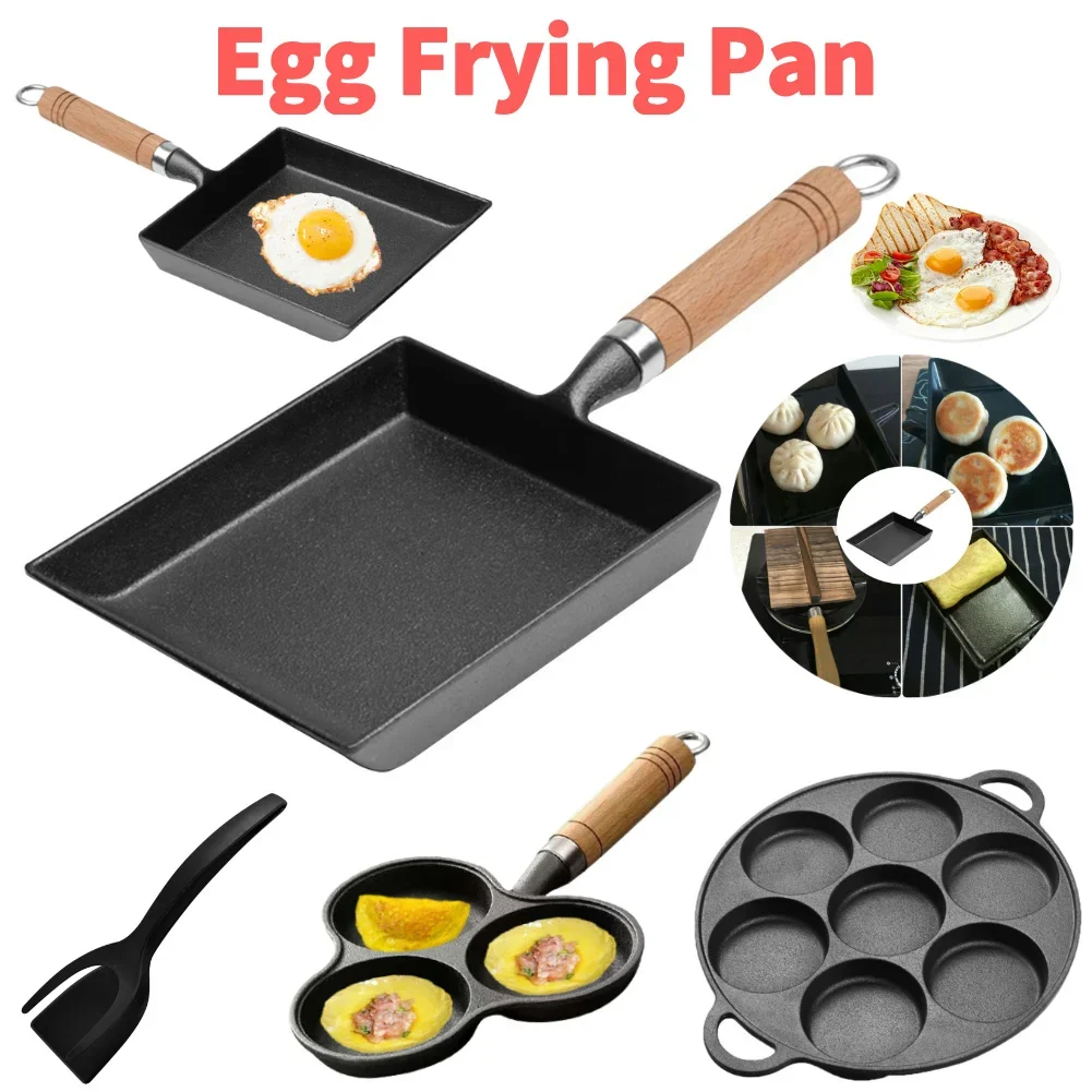Japanese Cast Iron Egg Frying Pan Non-Stick Omelette Pan Rectangle Mini Egg Frying Pan Thickened Omelette Tamagoyaki Frying Pan