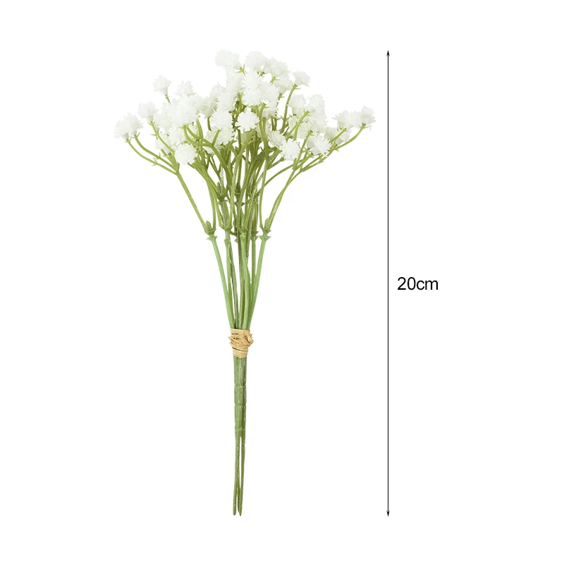 BOMAROLAN Artificial Baby Breath Flowers Fake Gypsophila Bouquets 12 Pcs Fake Real Touch Flowers for Wedding Decor DIY Home Party (White)