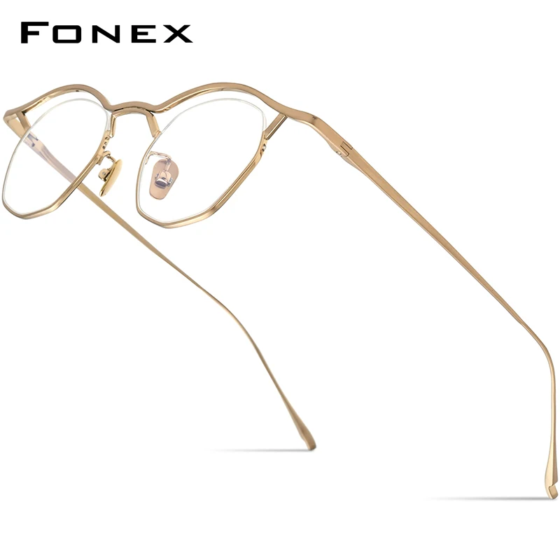 fonex-男性と女性のための純粋なチタンメガネレトロなポリゴンファッショナブル新しいmf-002-2023