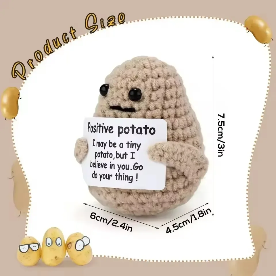 Positive Energy Potato Hug Pocket Mini Handmade Plush Wool Knitting Doll with Card Funny Birthday Gift Home Room Decoration plush knitting doll,plush toy