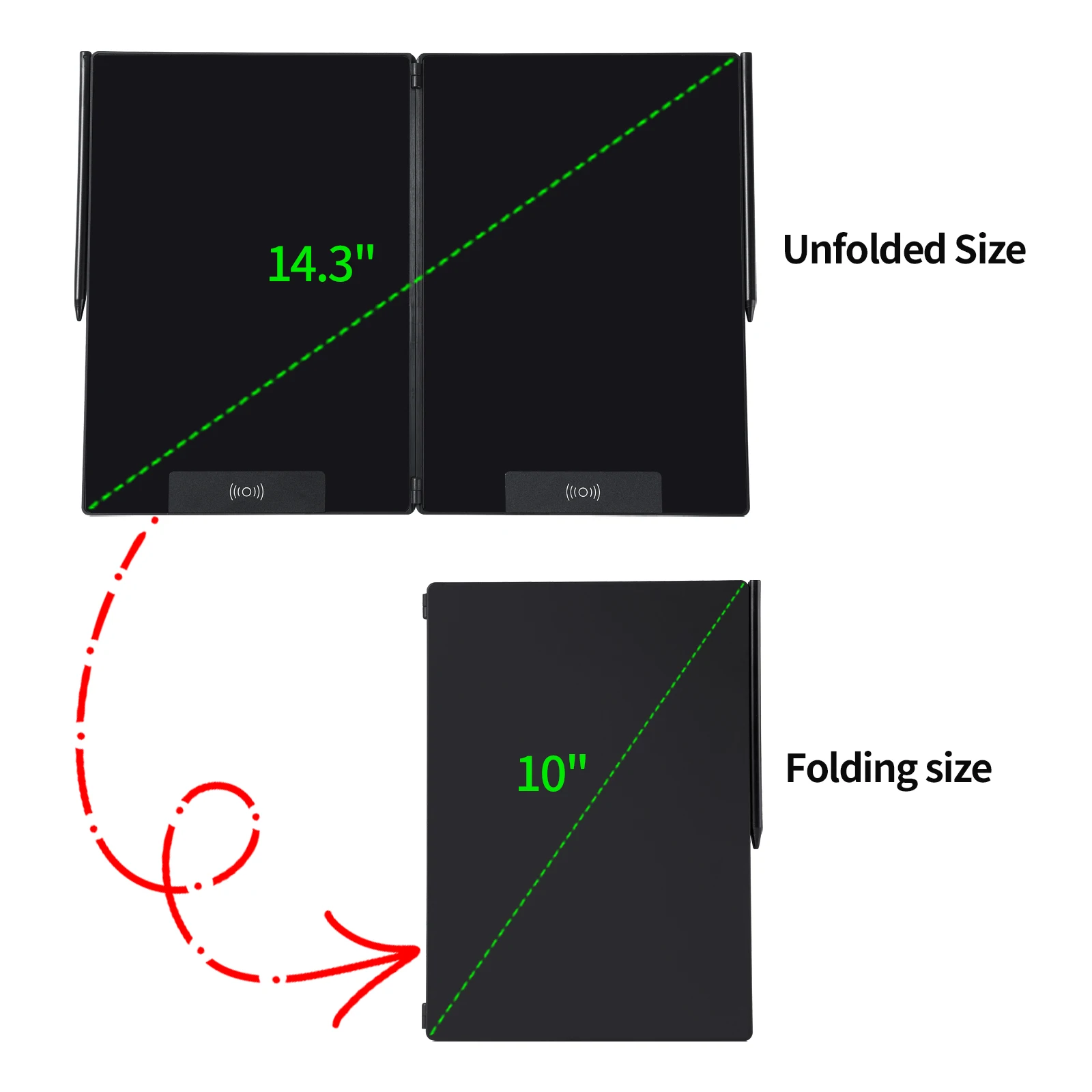 14.3-inch Folding Screen  LCD Superfine Handwriting Writing Board Meeting Magnetic to Eras Drawings Tablet Split screen 6
