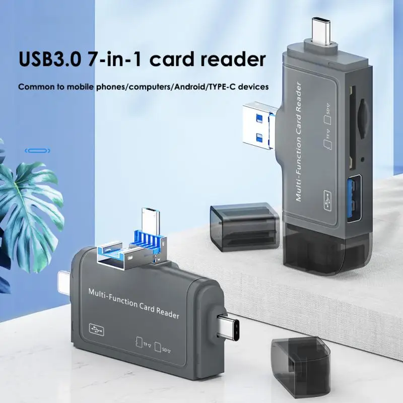

7 в 1 Многофункциональный USB и USB C Type C/IOS кардридер для карт памяти OTG TF/SD карта для ПК ноутбука телефона аксессуары расширение