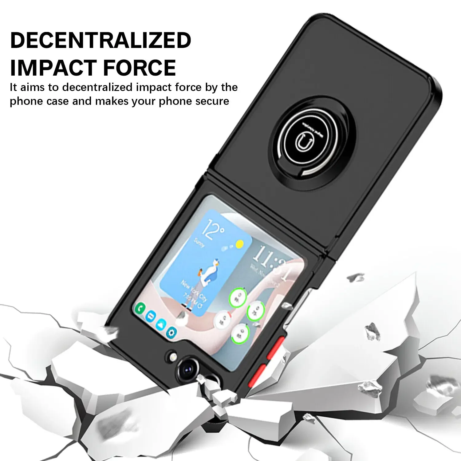 Shockproof Matte Phone Case With Ring Stand For Samsung Galaxy Z Flip_voghion.com