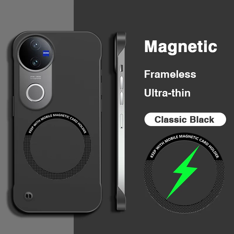 Ultra-Slim Magnetic Wireless Charging Hard Back Cover Case - No Border Design