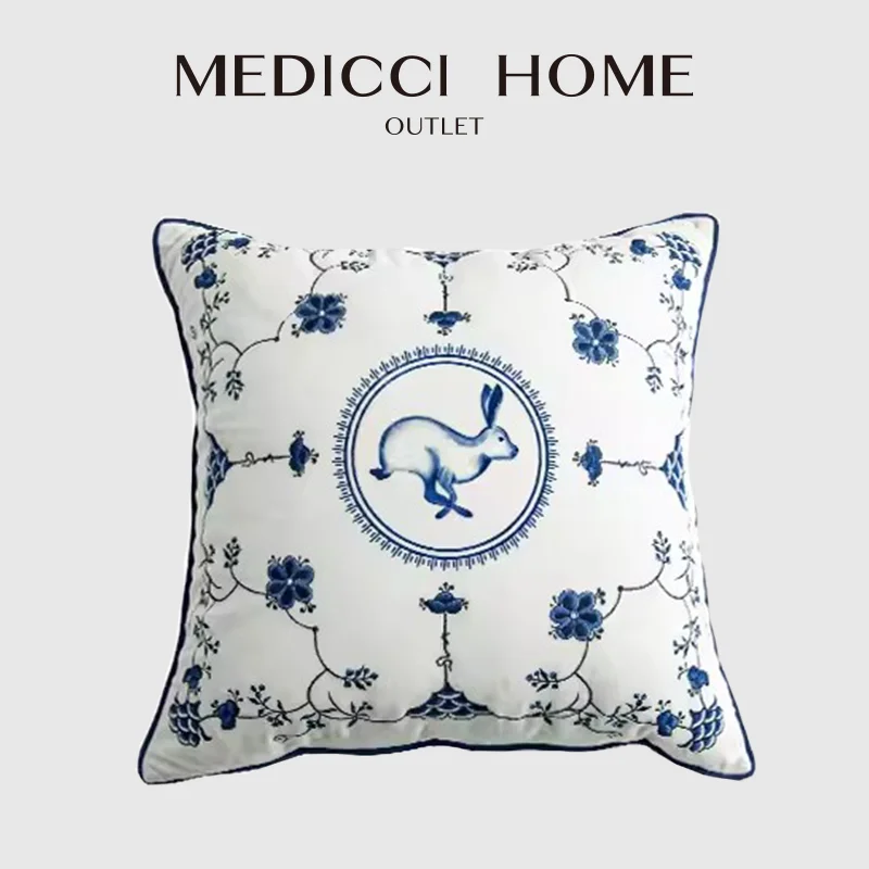 Medicci Home Royal Копенгагенская Цветочная вышитая наволочка с кроликом супер мягкая бархатная наволочка 45x45 см шикарный домашний декор