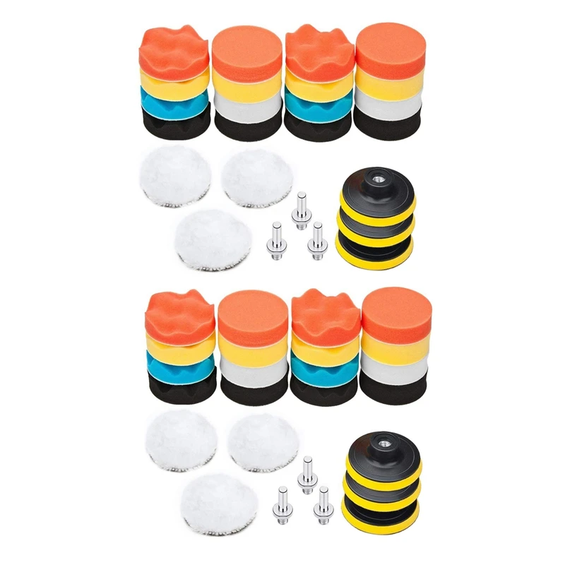 

50 Pack 3 Inch Polishing Pads, Sponge Buffer Pads Set Kit With M10 Drill Adapter, Compound Auto Car Polisher