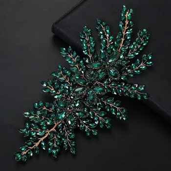 Elegante Fascia per Capelli da Sposa Fatta a Mano, Corona Scintillante con Design a Foglie e Fiori in Strass, Tiara e Accessori per Capelli con Strass