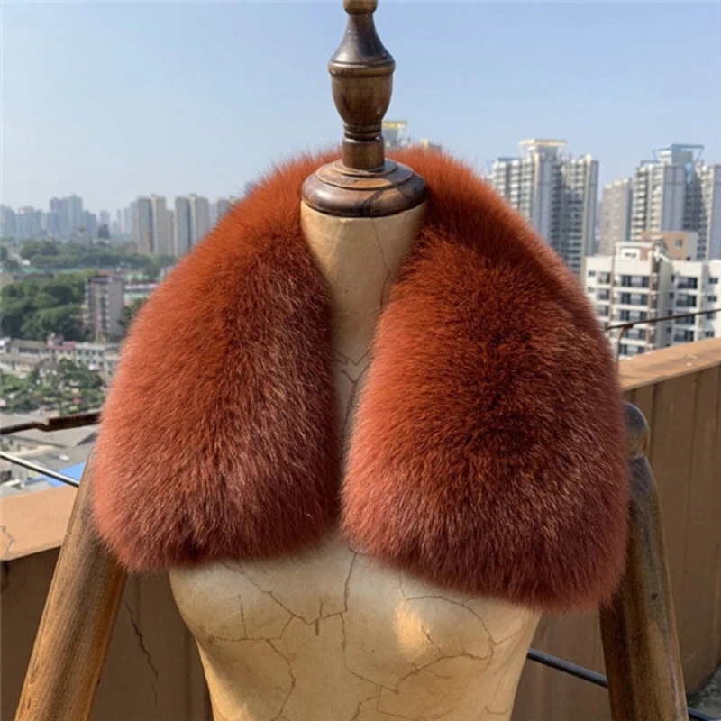 Fox Fur Collar Winter Real Fur Scarf For Coat Short Scarves Natural Fur Scarf for Women Genuine Square Collar Short Muffler