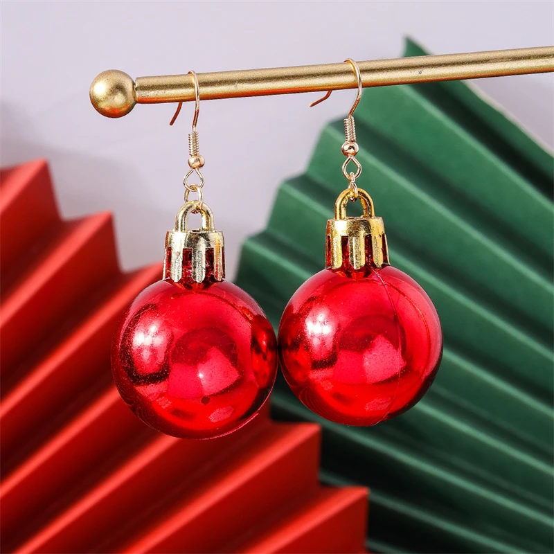 Modische Weihnachtskugel-Ohrringe für Frauen und Mädchen, Neujahr, Party, Festival, Schmuck, Geschenke