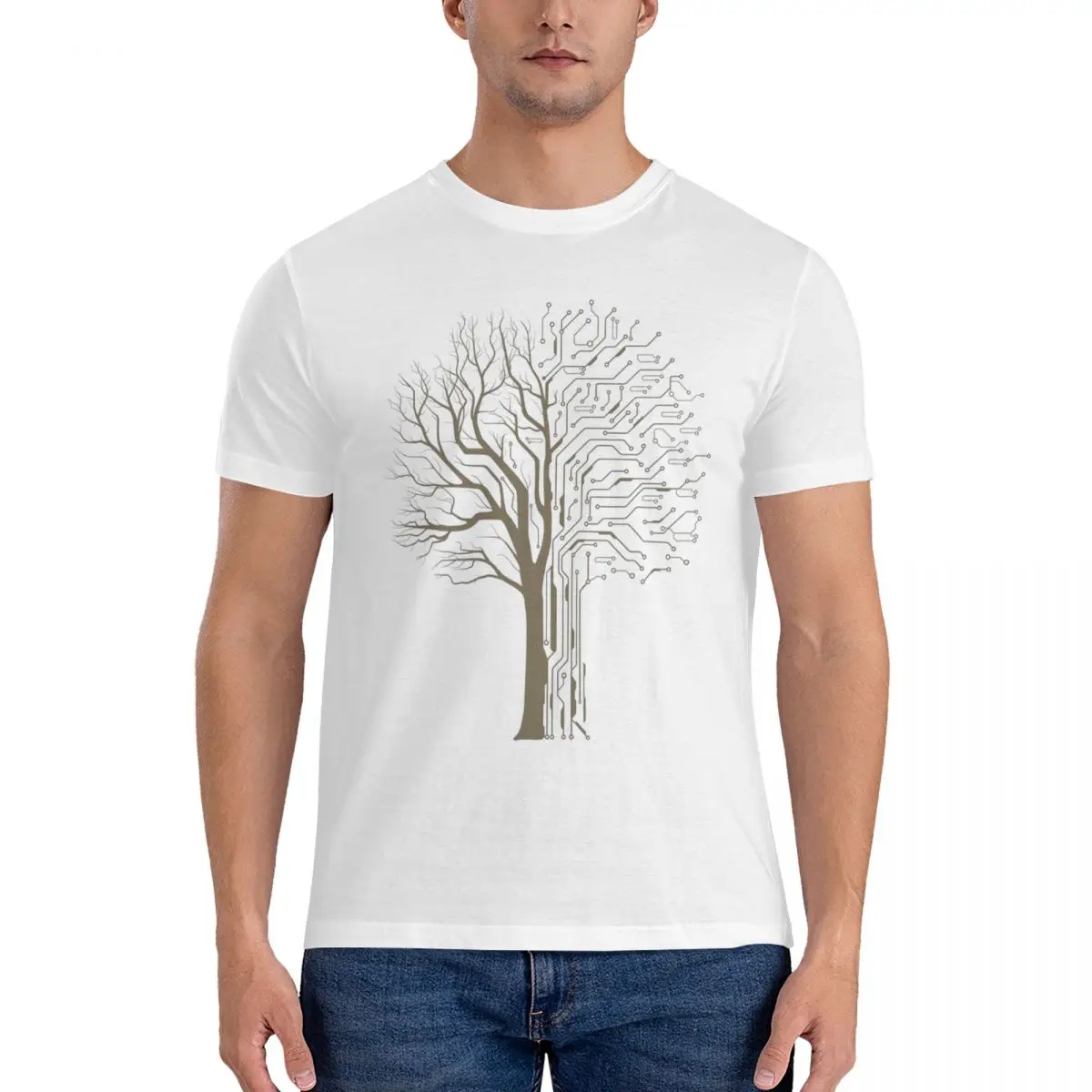 

100% Cotton Digital Tree T-shirt Unisex Fashion Oversized T Shirt Men O-Neck Summer Shirts Tops S-6XL