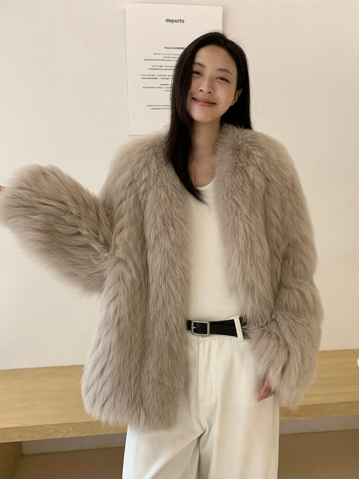 Real Fox Fur Coat 2023 Fluffy Winter Young Knitted Thick Warm Fur Women's Clothes Solid High Street Commuting Long Sleeve Jacket